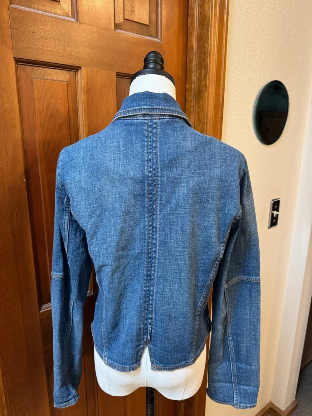 PRICE FIRM Free People Double-Button Military-Style Denim Jacket in Blue Size M - Picture 8 of 9